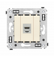 Компьютерная розетка RJ-45 без шторки в стену, кат.6 одинарная экранированная, Avanti, Ванильная дымка