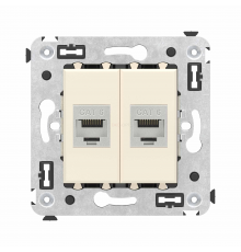 Компьютерная розетка RJ-45 без шторки в стену, кат.6 двойная экранированная, Avanti, Ванильная дымка