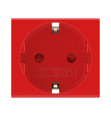 Розетка силовая 2Р+Е, со шторками, «Viva», 2 мод., красная