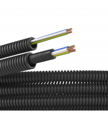 Электротруба ПНД гибкая гофр. д.16мм, цвет черный, с проводом ПуВ 3х2,5мм² РЭК ГОСТ+, 50м