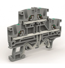 Двухуровневая клемма 2,5 кв.мм с заземлением в нижнем ярусе