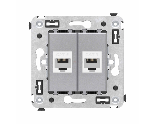 4404694 | Компьютерная розетка RJ-45 без шторки в стену, кат.6 двойная, Avanti, Закаленная сталь