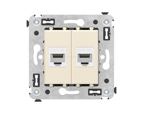 4405664 | Компьютерная розетка RJ-45 без шторки в стену, кат.5е двойная, Avanti, Ванильная дымка