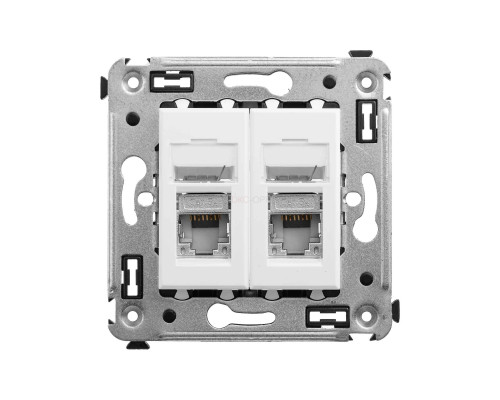 4400364 | Компьютерная розетка RJ-45 в стену, кат.5e двойная экранированная, Avanti, Белое облако