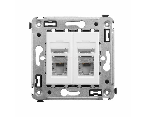 4400394 | Компьютерная розетка RJ-45 в стену, кат.6 двойная экранированная,Avanti, Белое облако