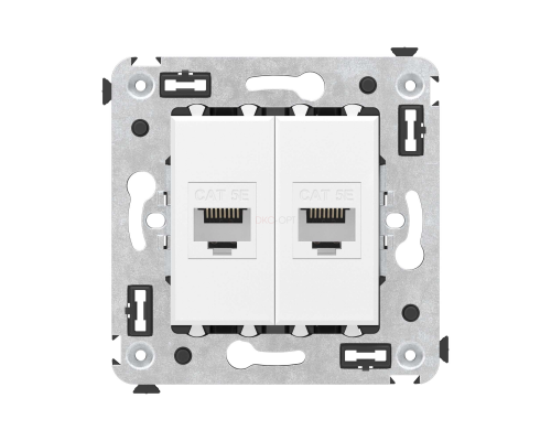 4400664 | Компьютерная розетка RJ-45 без шторки в стену, кат.5е двойная, Avanti, Белое облако