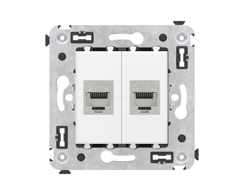 4400764 | Компьютерная розетка RJ-45 без шторки в стену, кат.5e двойная экранированная, Avanti, Белое облако