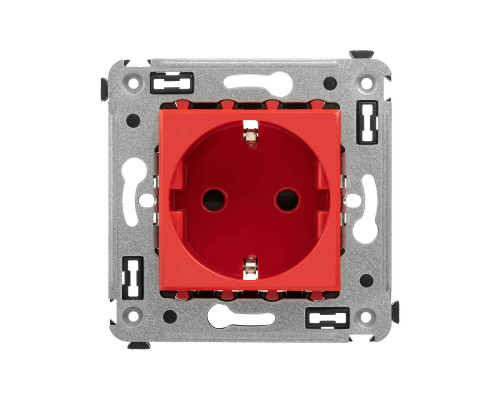 4401003 | Розетка в стену, 2P+E, с з/ш, Avanti, Красный квадрат
