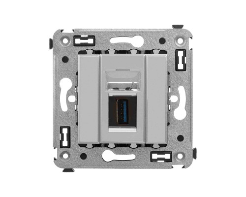 4404303 | USB 3.0 розетка одинарная в стену, тип А-А, Avanti, Закаленная сталь