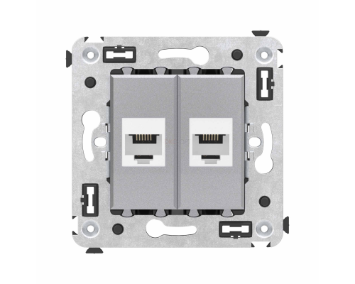 4404614 | Телефонная розетка RJ-12 без шторки в стену двойная, Avanti, Закаленная сталь