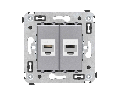 4404664 | Компьютерная розетка RJ-45 без шторки в стену, кат.5е двойная, Avanti, Закаленная сталь
