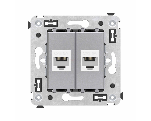 4404674 | Компьютерная розетка RJ-45 без шторки в стену, кат.6А двойная, Avanti, Закаленная сталь