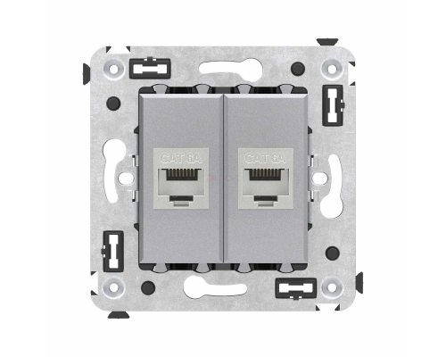 4404774 | Компьютерная розетка RJ-45 без шторки в стену, кат.6А двойная экранированная, Avanti, Закаленная сталь