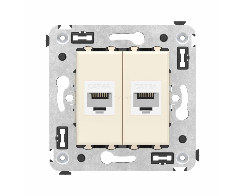 4405674 | Компьютерная розетка RJ-45 без шторки в стену, кат.6А двойная, Avanti, Ванильная дымка