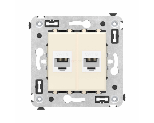 4405694 | Компьютерная розетка RJ-45 без шторки в стену, кат.6 двойная, Avanti, Ванильная дымка