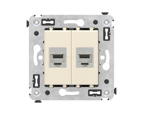 4405764 | Компьютерная розетка RJ-45 без шторки в стену, кат.5e двойная экранированная, Avanti, Ванильная дымка