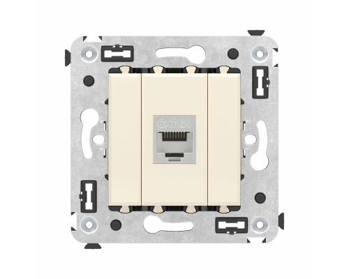 4405773 | Компьютерная розетка RJ-45 без шторки в стену, кат.6А одинарная экранированная, Avanti, Ванильная дымка