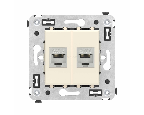 4405794 | Компьютерная розетка RJ-45 без шторки в стену, кат.6 двойная экранированная, Avanti, Ванильная дымка