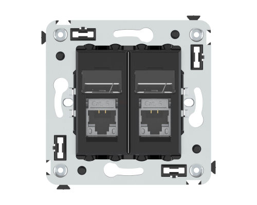 4412394 | Компьютерная розетка RJ-45 в стену, кат.6 экранированная двойная,Avanti, Черный матовый