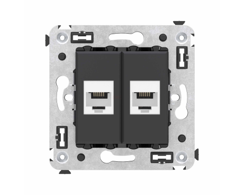 4412614 | Телефонная розетка RJ-12 без шторки в стену двойная, Avanti, Черный матовый