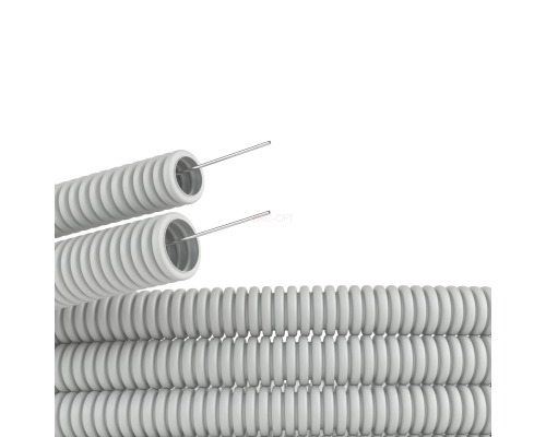 91940 | Труба ПВХ гибкая гофр. д.40мм, лёгкая с протяжкой, 20м, цвет серый