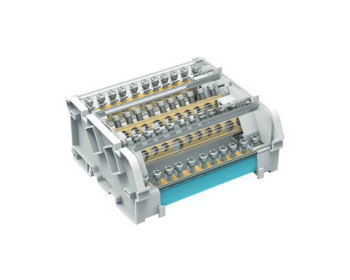 BD125114 | Блок распределительный на DIN рейку 4р 125А, 7х6мм 2х7,5мм 2x9мм.