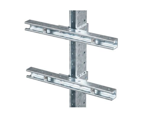 EX-D2SPR05U | Комплект монтажных профилей на стойку для крепления 2 оболочек болтами М8х80 8 шт. , горячеоцинкованный, длина 500 мм