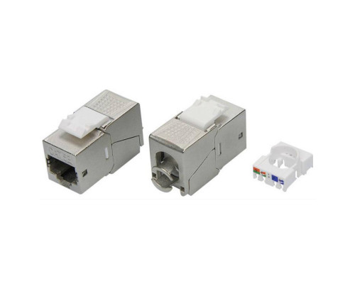 RNK5EF90TL | Модуль  Keystone RJ45 CAT5E экранированный, 90 градусов, серебристый (форм-фактор S19)