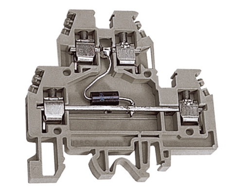 ZDSD024GR | DAS.4/D24GR, 2х уровневый проходной зажим серый 4 кв.мм с диодом между уровнями 24 В
